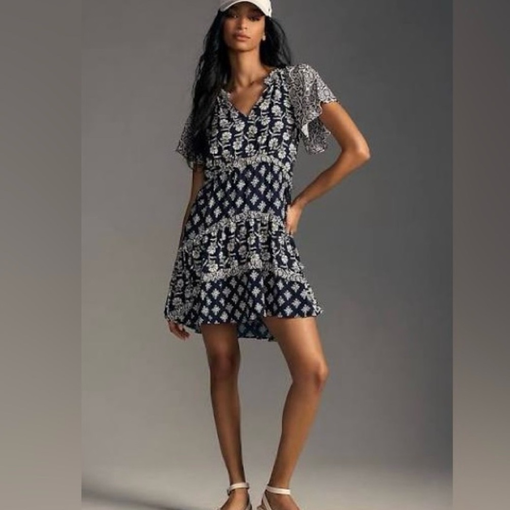Anthropologie Robin Tiered Mini Dress